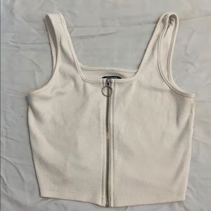 White Zip Up Crop Top